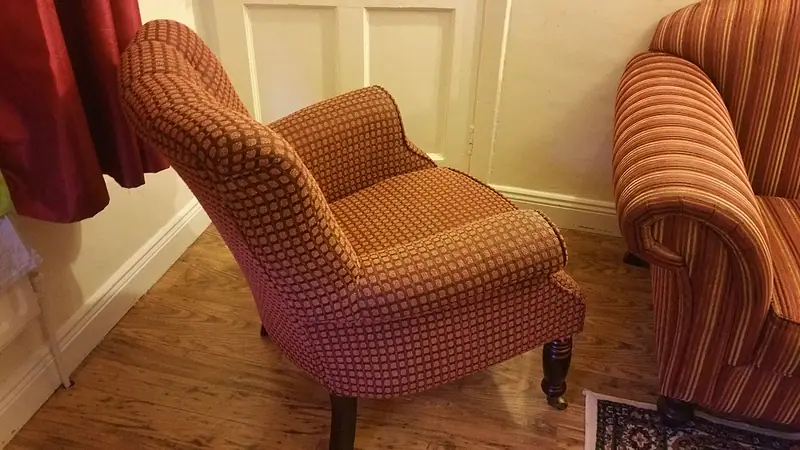 Patterned armchair after upholstery cleaning